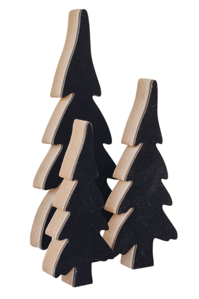 Deko-Set - 2 schwarze Samt-Tannen - 1