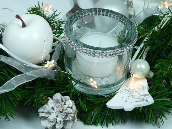 großes Glaswindlicht rund mit Strass silber-/goldfarben 4 großes Glaswindlicht rund mit Strass silber-/goldfarben 4