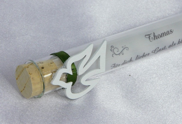 Gastgeschenk - Glasröhrchen mit einer Taube 2 Gastgeschenk - Glasröhrchen mit einer Taube 2