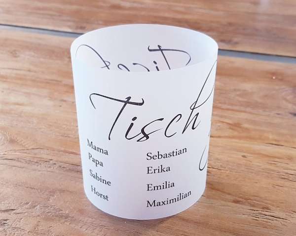 Pergamentlicht mit Tischnummer, Lichthülle - 5