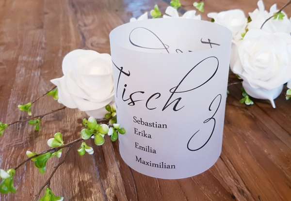 Pergamentlicht mit Tischnummer, Lichthülle - 2