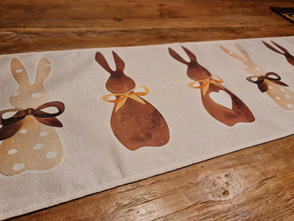 Tischläufer "Osterhase" aus feinem Leinen, 183 cm x 33 cm - 2 Tischläufer "Osterhase" aus feinem Leinen, 183 cm x 33 cm - 2