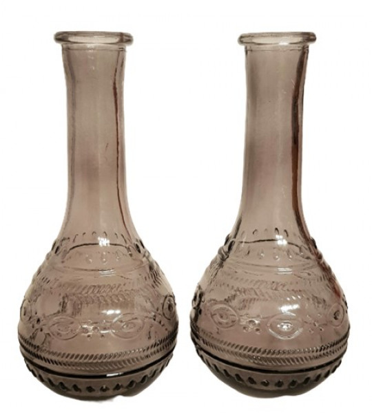 Bauchige Vase mit Ornamenten 17 cm, rauchschwarz - 1