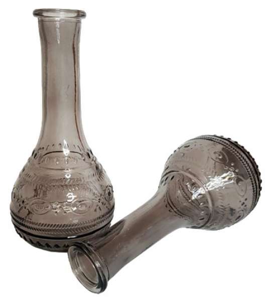 Bauchige Vase mit Ornamenten 17 cm, rauchschwarz - 2