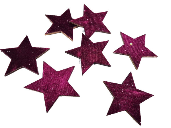 Samtsterne mit Glitzerpunkten "Velvet" in der Farbe Bordeaux - 1