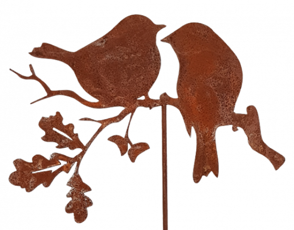 Gartenstecker "Vogel" aus Metall in Edelrost, Gartendeko - 1