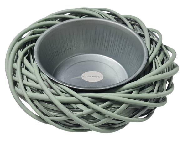 Weidenkranz mit einem Zinkeinsatz, salbeigrün 30 oder 40 cm