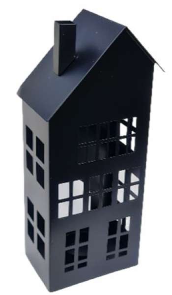 Metall Haus/Windlicht, schwarz 25 cm - 1