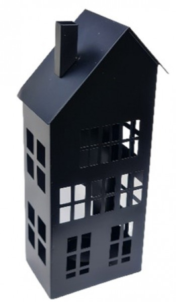 Metall Haus/Windlicht, schwarz 25 cm - 1 Metall Haus/Windlicht, schwarz 25 cm - 1