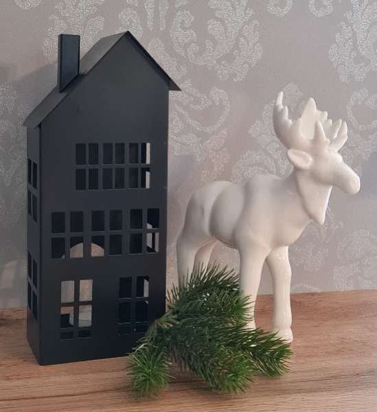 Metall Haus/Windlicht, schwarz 25 cm - 5 Metall Haus/Windlicht, schwarz 25 cm - 5