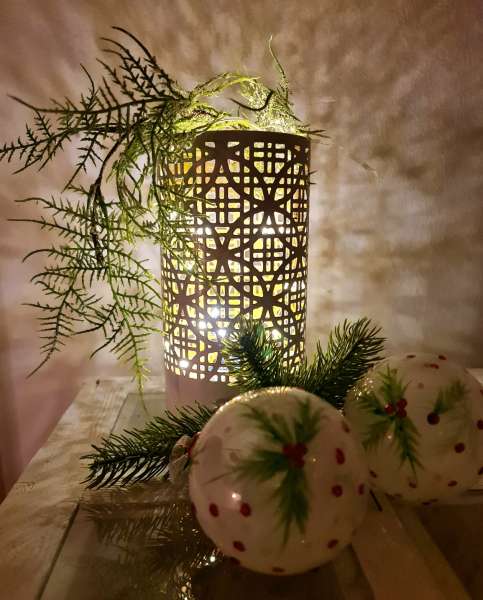 Windlicht aus Metall Weiß/Gold 20 cm