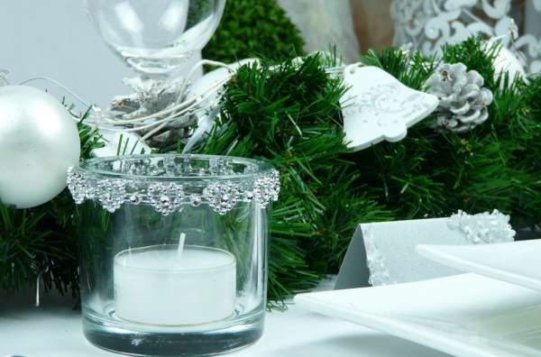 großes Glaswindlicht rund. Herzen aus Strass 5