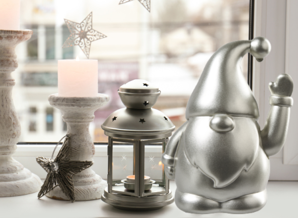 Winkender Weihnachtsmann Wichtel in Silber – Bewegliche Dekofigur, Weihnachtsmann - 2 Winkender Weihnachtsmann Wichtel in Silber – Bewegliche Dekofigur, Weihnachtsmann - 2