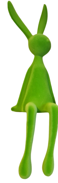 Moderner grüner Osterhase mit langen Beinen für Fensterbank Dekoration