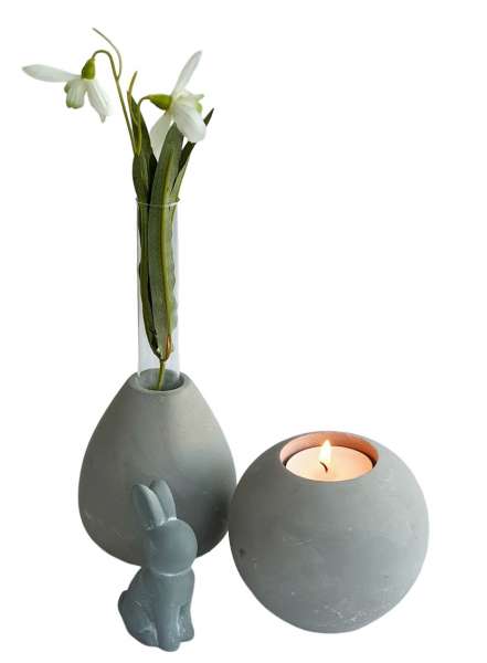 Teelichthalter Kugel aus Zement - 9 cm - 4