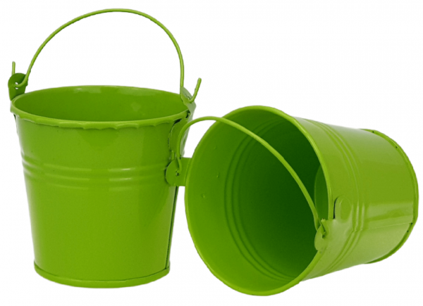 kleiner, grüner Zinkeimer mit einem Henkel - 1 kleiner, grüner Zinkeimer mit einem Henkel - 1